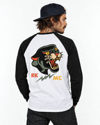 RUM KNUCKLES PANTHER MC Baseball Tee - White/Black - model back