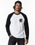 RUM KNUCKLES PANTHER MC Baseball Tee - White/Black - model front