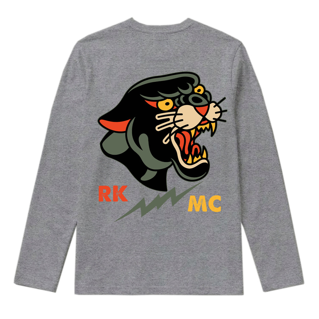RUM KNUCKLES PANTHER MC Long Sleeve Tee - Heather Grey - back