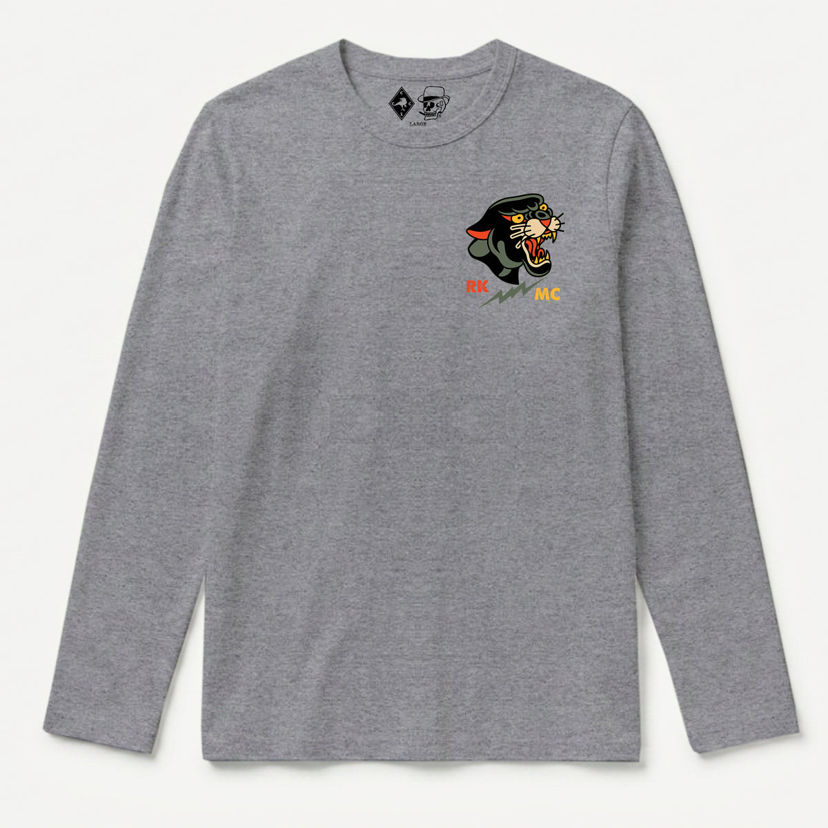 RUM KNUCKLES PANTHER MC Long Sleeve Tee - Heather Grey - front
