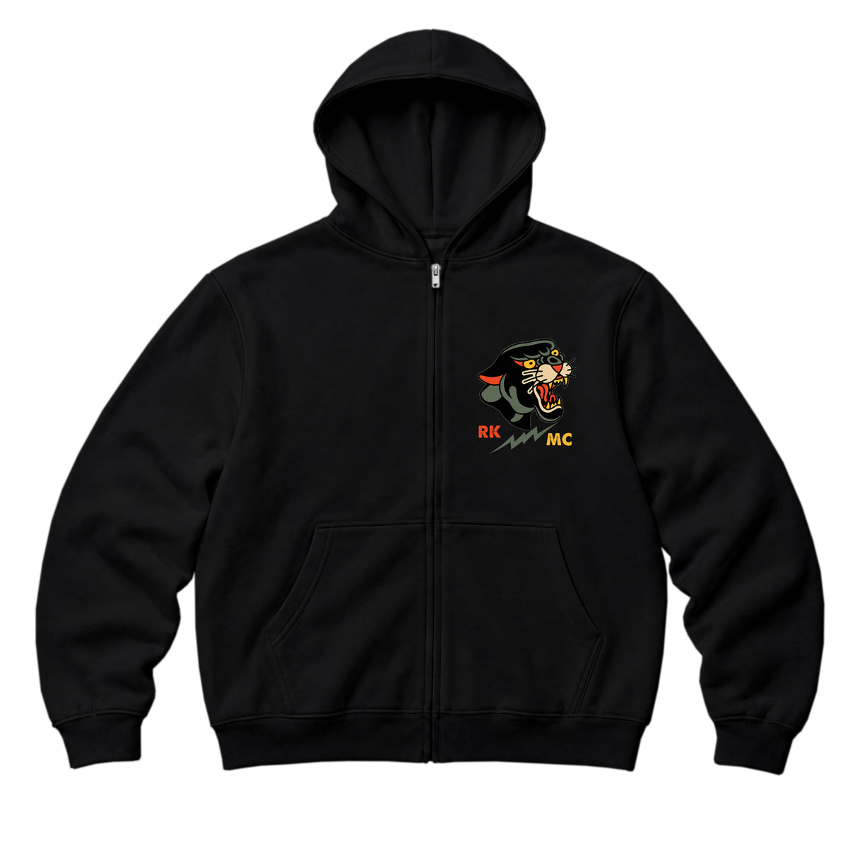 RUM KNUCKLES PANTHER MC Zip Hoodie - Black - front