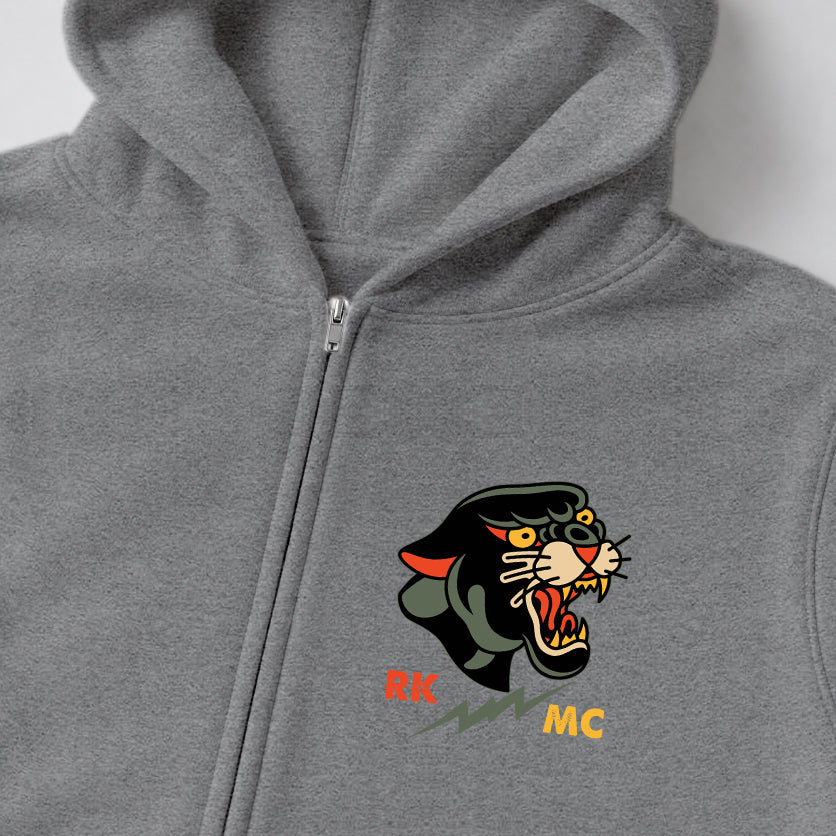 RUM KNUCKLES PANTHER MC Zip Hoodie - Heather Grey - detail