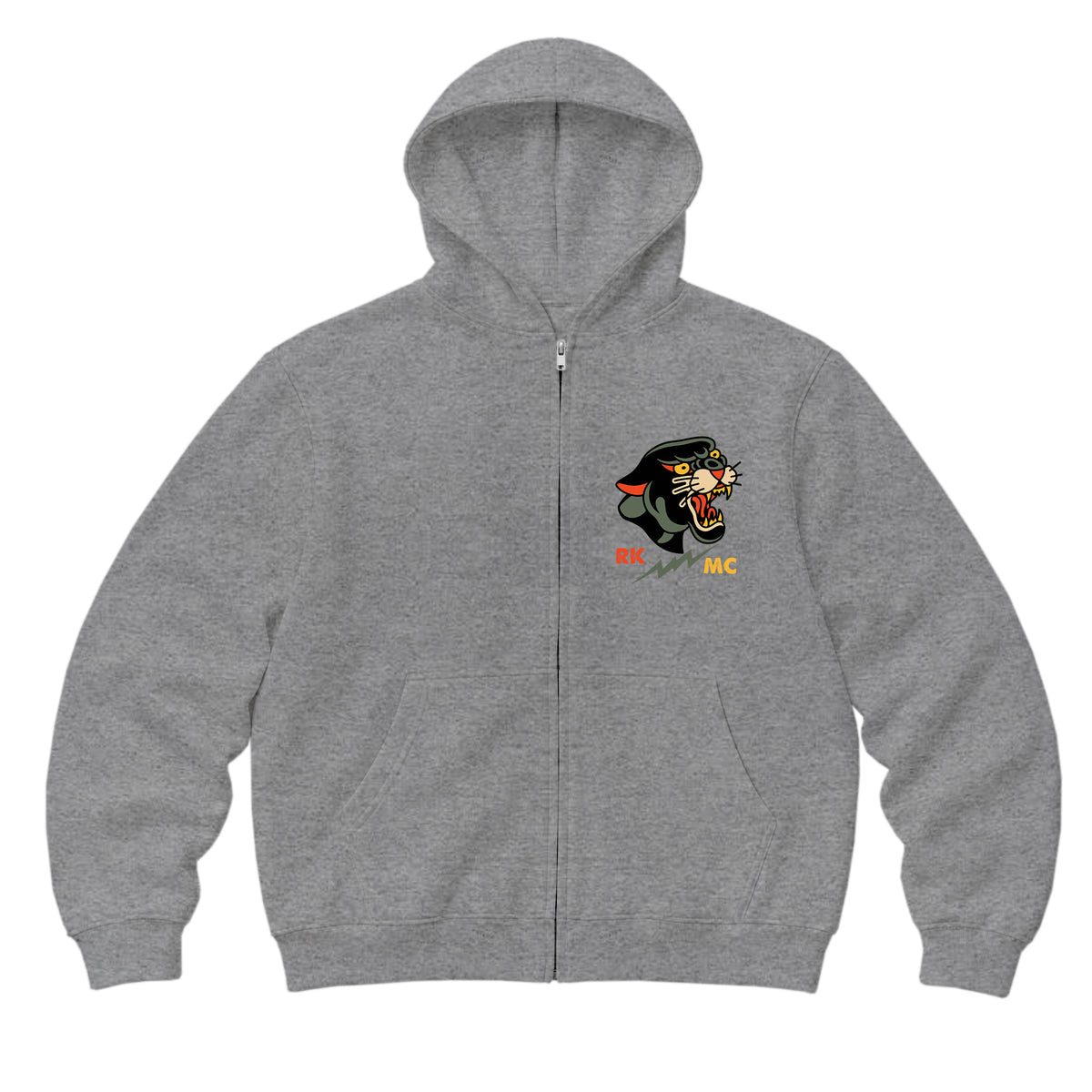 RUM KNUCKLES PANTHER MC Zip Hoodie - Heather Grey - front