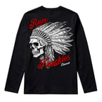 RUM KNUCKLES INDIAN SKULL Long Sleeve Tee - Black - back
