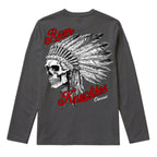 RUM KNUCKLES INDIAN SKULL Long Sleeve Tee - Charcoal - back