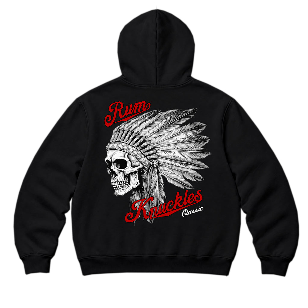 RUM KNUCKLES INDIAN SKULL Zip Hoodie - Black - back