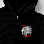 RUM KNUCKLES INDIAN SKULL Zip Hoodie - Black - detail