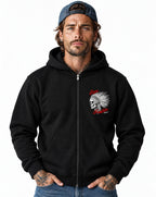 RUM KNUCKLES INDIAN SKULL Zip Hoodie - Black - model front