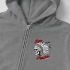 RUM KNUCKLES INDIAN SKULL Zip Hoodie - Heather Grey - detail