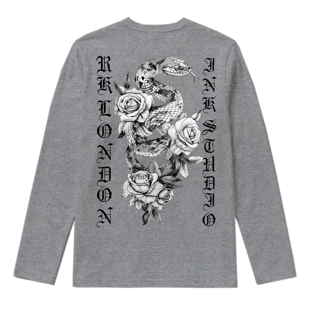 RUM KNUCKLES SNAKE INK Long Sleeve Tee - Heather Grey - back