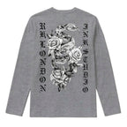 RUM KNUCKLES SNAKE INK Long Sleeve Tee - Heather Grey - back