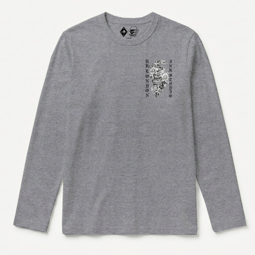 RUM KNUCKLES SNAKE INK Long Sleeve Tee - Heather Grey - front