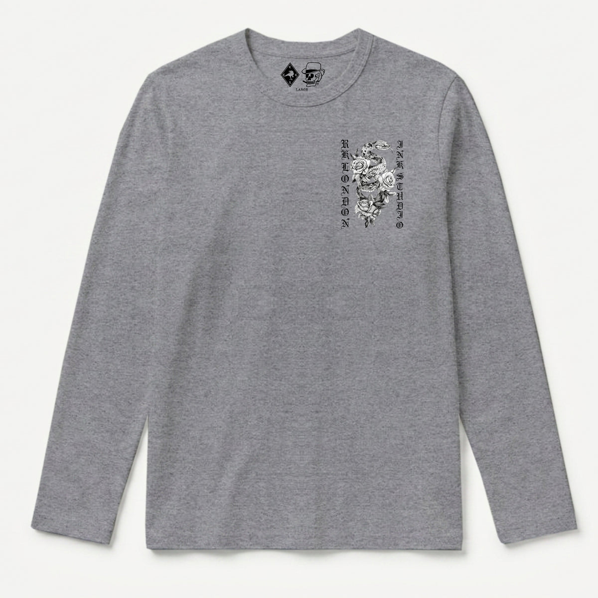 RUM KNUCKLES SNAKE INK Long Sleeve Tee - Heather Grey - front