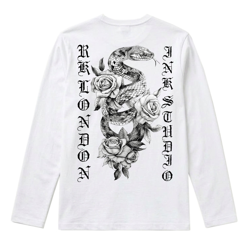 RUM KNUCKLES SNAKE INK Long Sleeve Tee - White - back