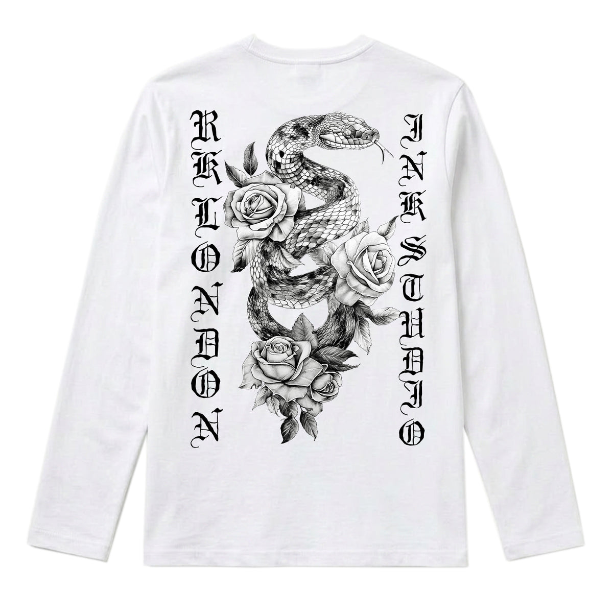 RUM KNUCKLES SNAKE INK Long Sleeve Tee - White - back