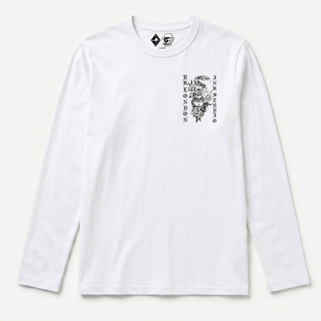 RUM KNUCKLES SNAKE INK Long Sleeve Tee - White - front