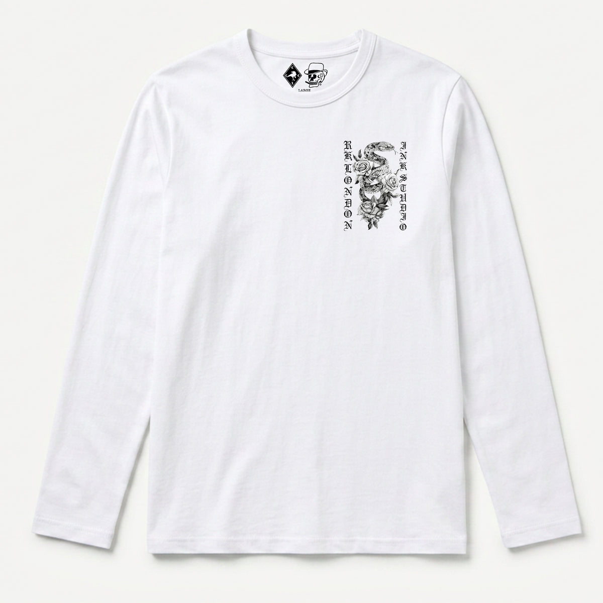 RUM KNUCKLES SNAKE INK Long Sleeve Tee - White - front
