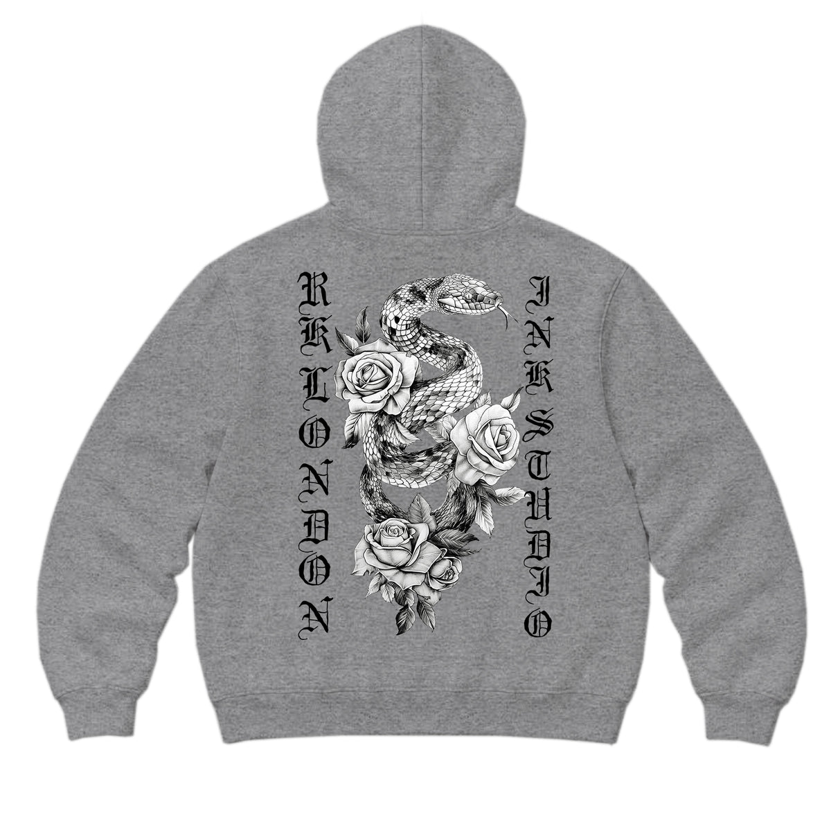 RUM KNUCKLES SNAKE INK Zip Hoodie - Heather Grey - back