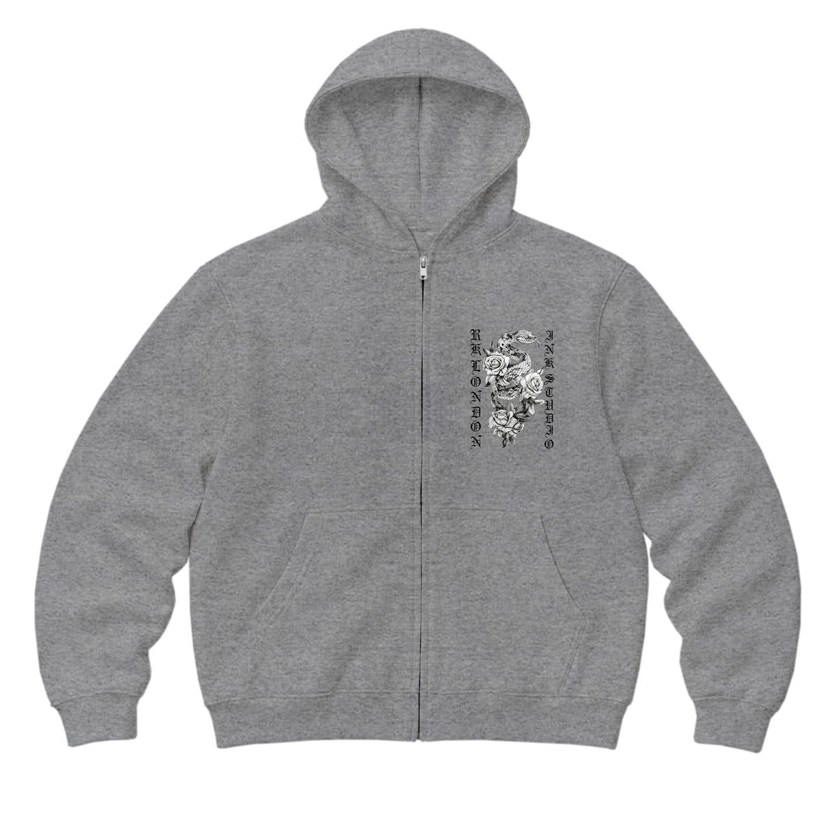 RUM KNUCKLES SNAKE INK Zip Hoodie - Heather Grey - front