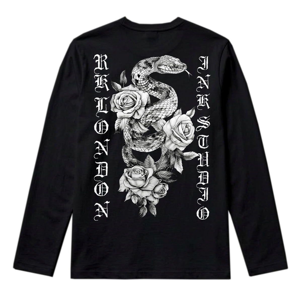 RUM KNUCKLES SNAKE INK Long Sleeve Tee - Black - back