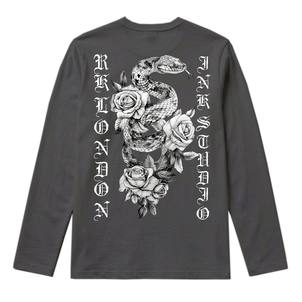 RUM KNUCKLES SNAKE INK Long Sleeve Tee - Charcoal - back