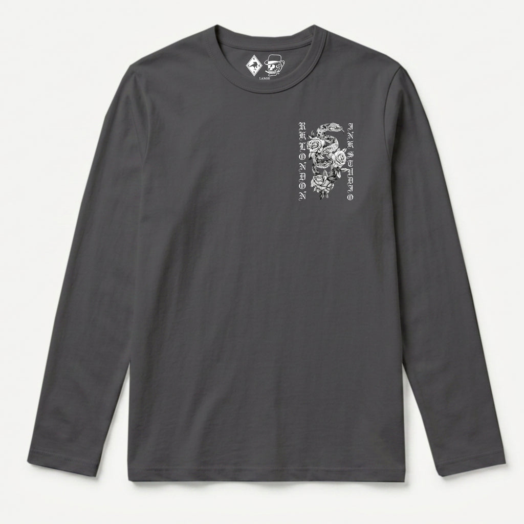 RUM KNUCKLES SNAKE INK Long Sleeve Tee - Charcoal - front