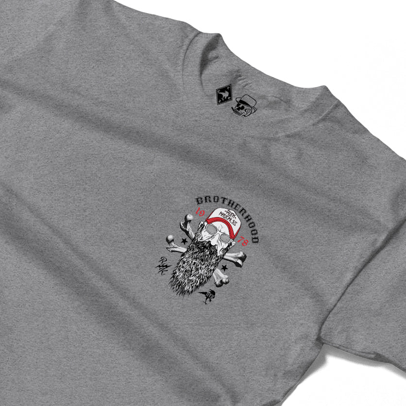RUM KNUCKLES BROTHERHOOD Long Sleeve Tee - Heather Grey - detail