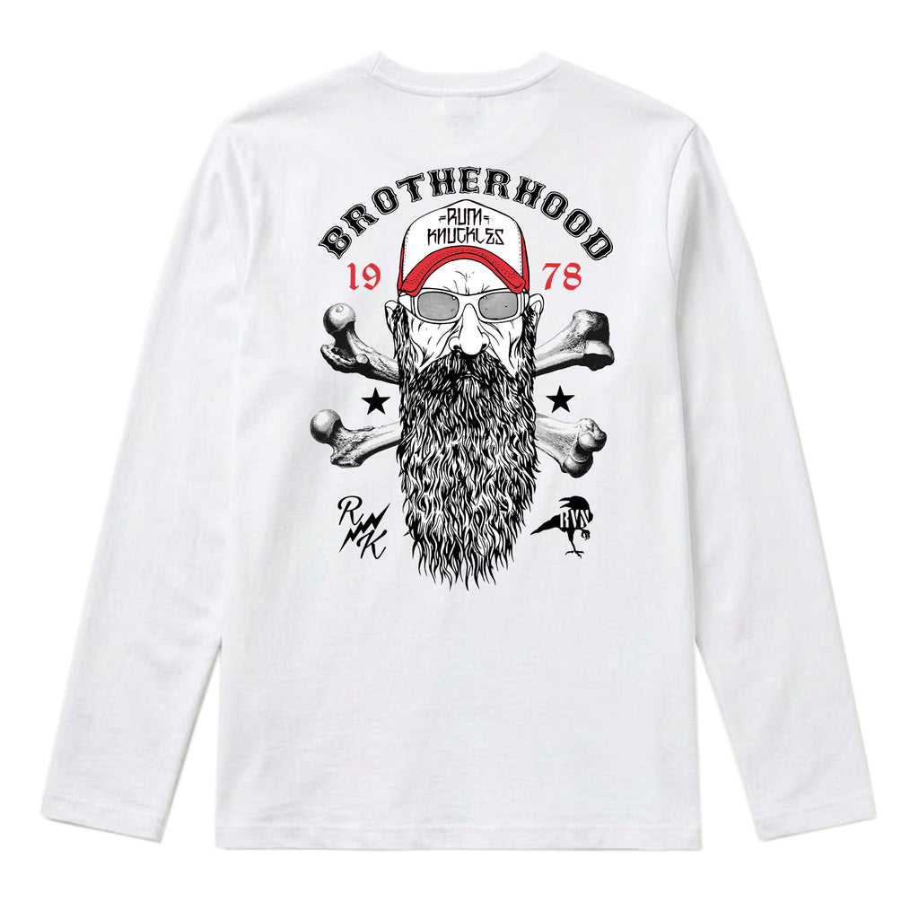 RUM KNUCKLES BROTHERHOOD Long Sleeve Tee - White - back