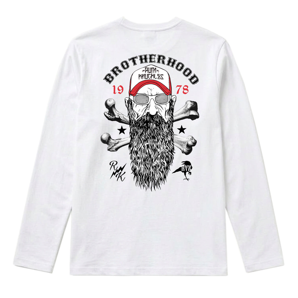 RUM KNUCKLES BROTHERHOOD Long Sleeve Tee - White - back