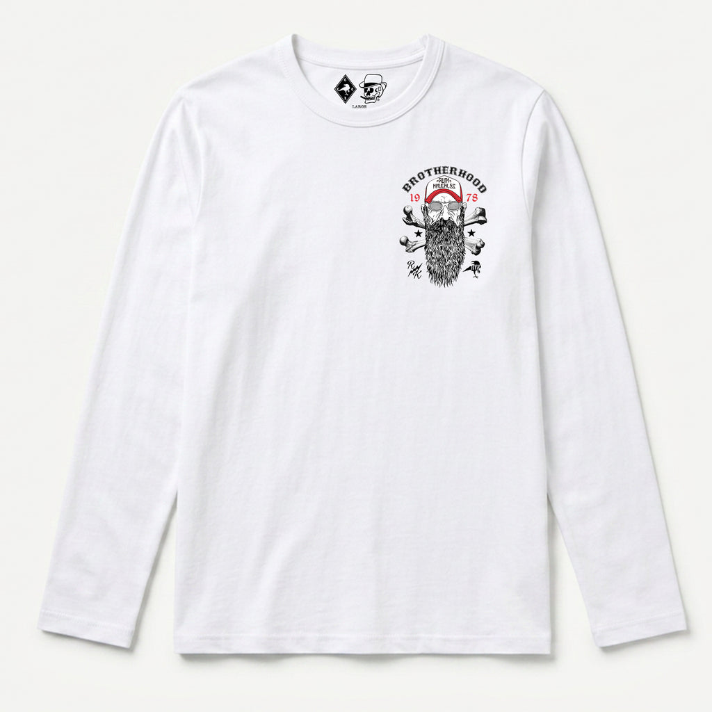 RUM KNUCKLES BROTHERHOOD Long Sleeve Tee - White - front