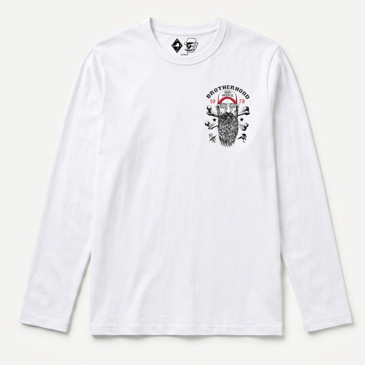 RUM KNUCKLES BROTHERHOOD Long Sleeve Tee - White - front