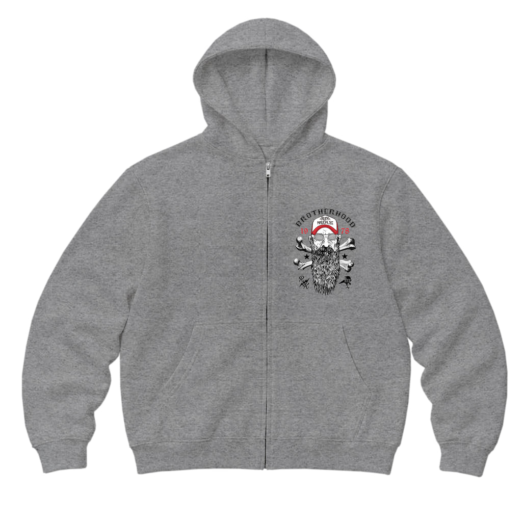 RUM KNUCKLES BROTHERHOOD Zip Hoodie - Heather Grey - front
