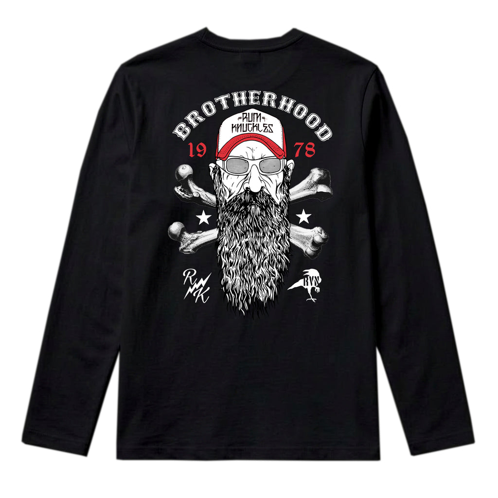 RUM KNUCKLES BROTHERHOOD Long Sleeve Tee - Black - back