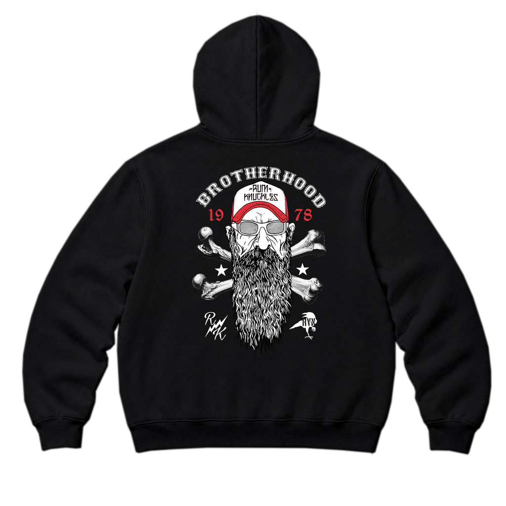 RUM KNUCKLES BROTHERHOOD Zip Hoodie - Black - back