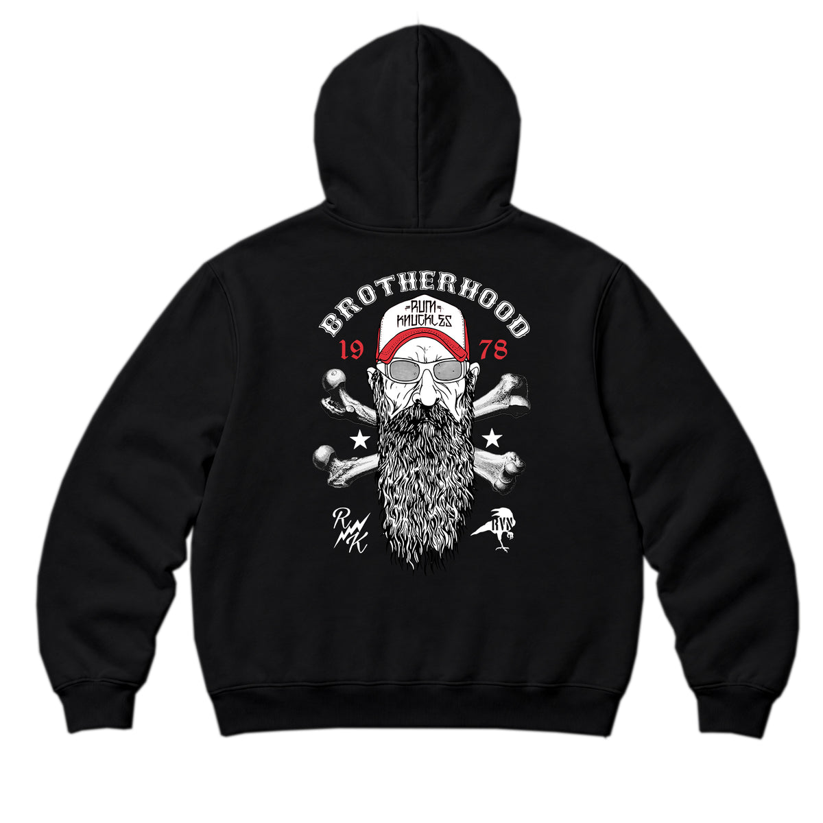 RUM KNUCKLES BROTHERHOOD Zip Hoodie - Black - back