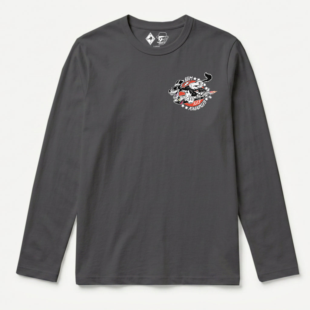 RUM KNUCKLES SPECIAL DELIVERY Long Sleeve Tee - Charcoal - front
