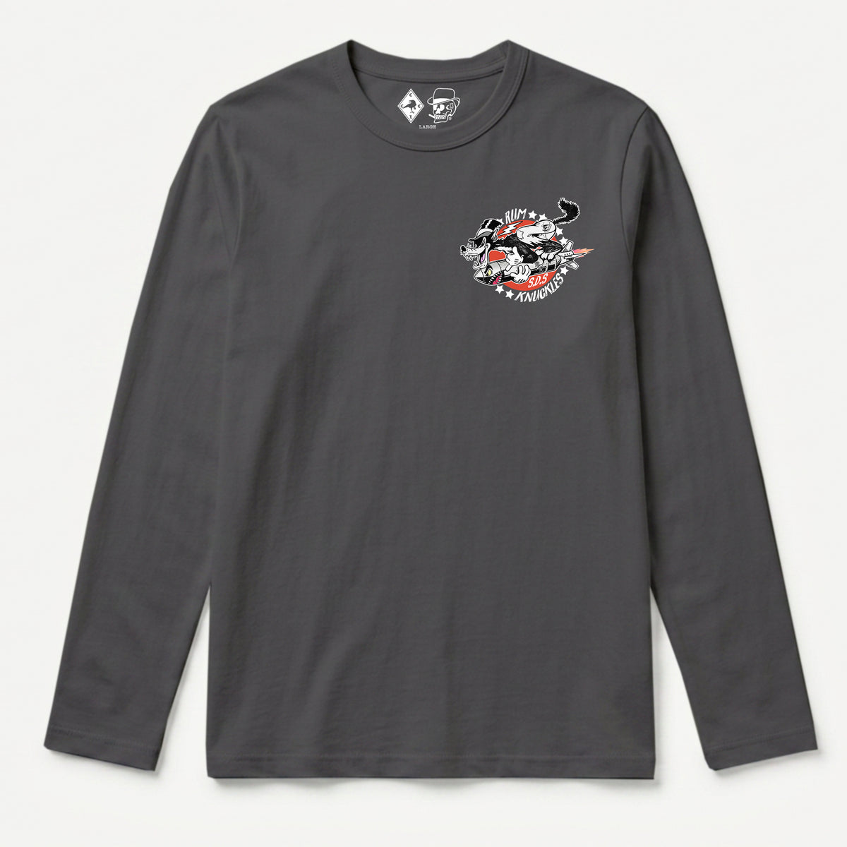 RUM KNUCKLES SPECIAL DELIVERY Long Sleeve Tee - Charcoal - front