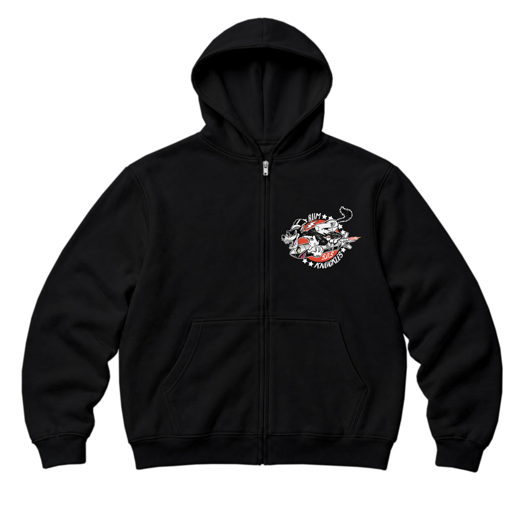 RUM KNUCKLES SPECIAL DELIVERY Zip Hoodie - Black - front