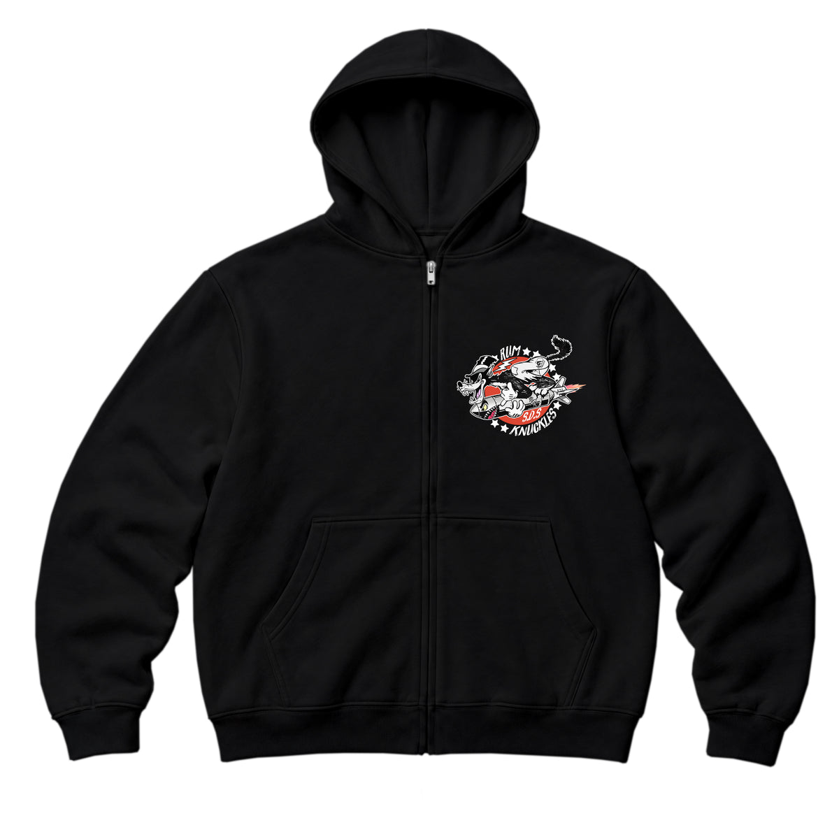 RUM KNUCKLES SPECIAL DELIVERY Zip Hoodie - Black - front