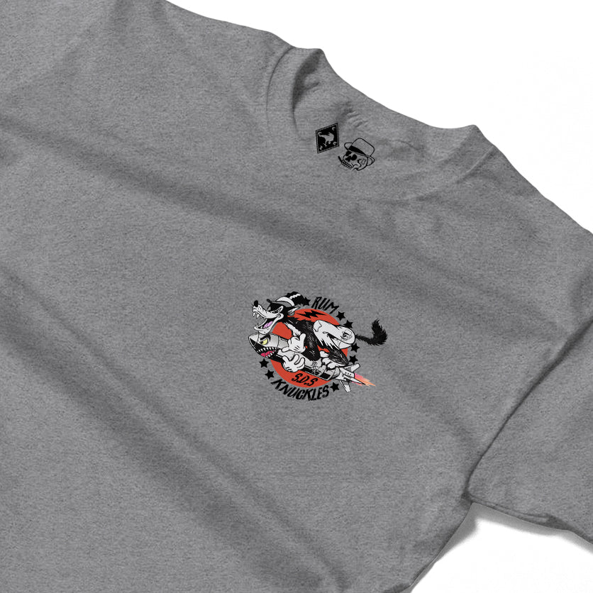 RUM KNUCKLES SPECIAL DELIVERY Long Sleeve Tee - Heather Grey - detail
