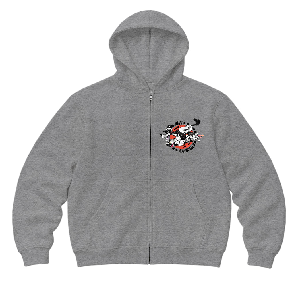 RUM KNUCKLES SPECIAL DELIVERY Zip Hoodie - Heather Grey - front