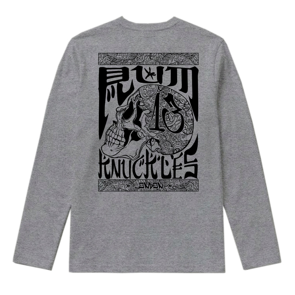 RUM KNUCKLES OG Long Sleeve Tee - Heather Grey - back