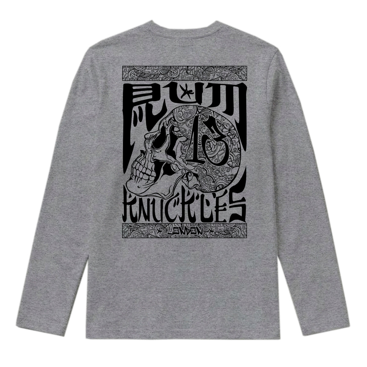 RUM KNUCKLES OG Long Sleeve Tee - Heather Grey - back