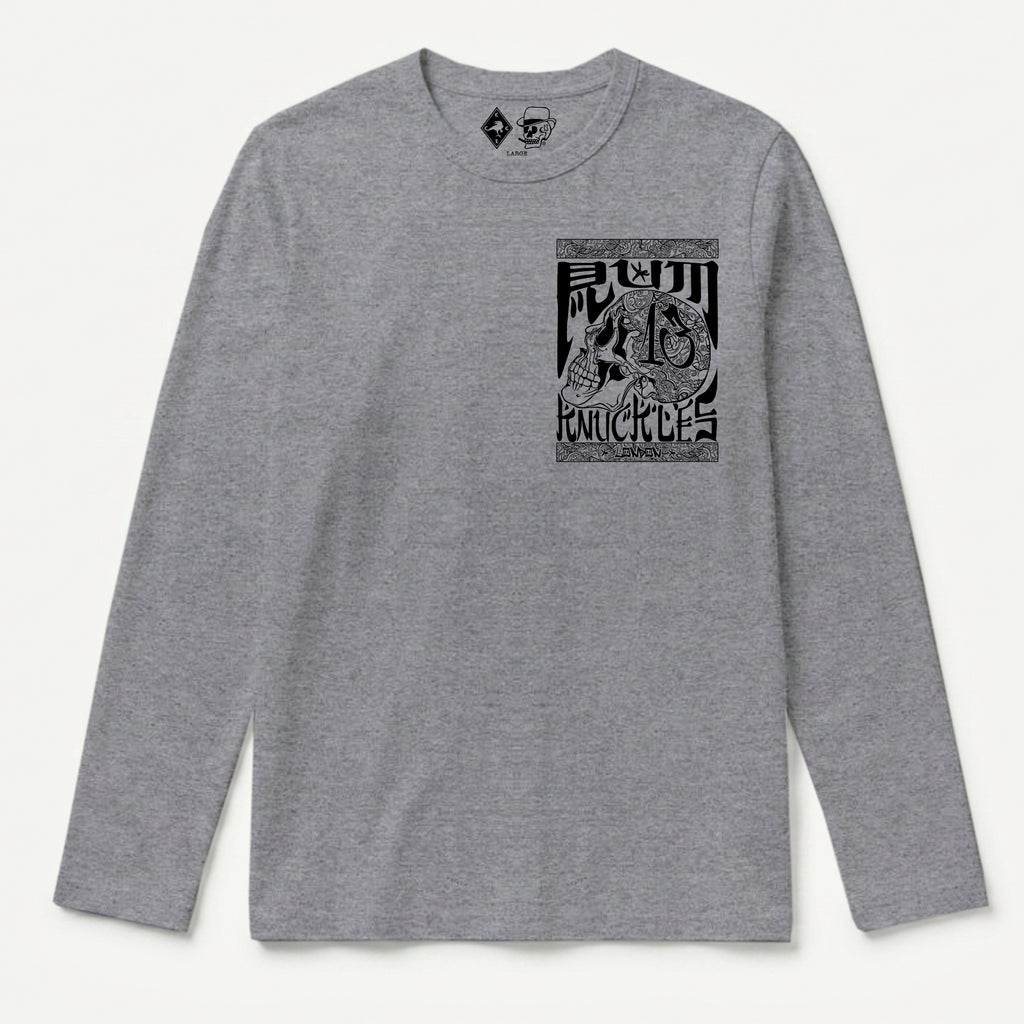 RUM KNUCKLES OG Long Sleeve Tee - Heather Grey - front