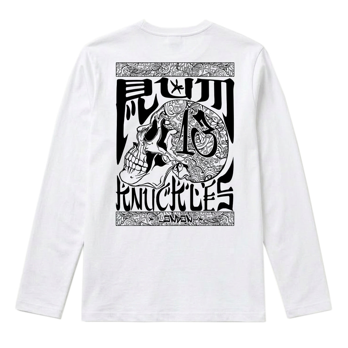 RUM KNUCKLES OG Long Sleeve Tee - White - back