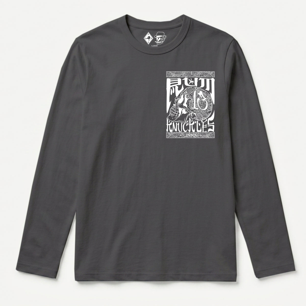 RUM KNUCKLES OG Long Sleeve Tee - Charcoal - front