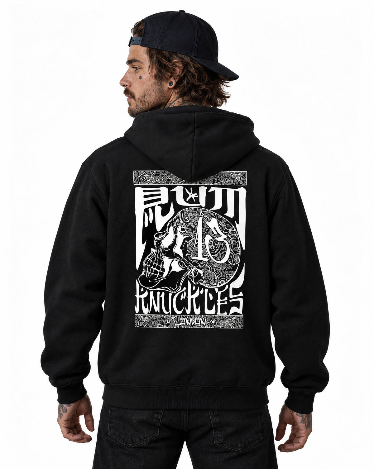 RUM KNUCKLES OG Zip Hoodie - Black - model back