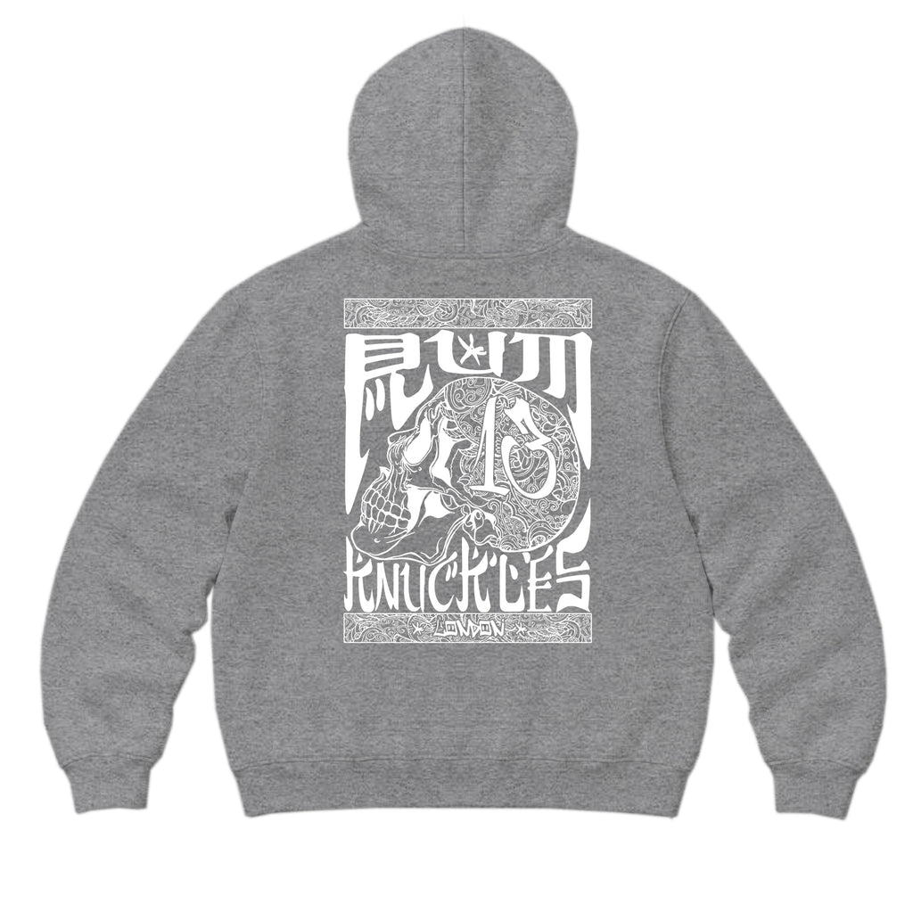 RUM KNUCKLES OG Zip Hoodie - Heather Grey - back