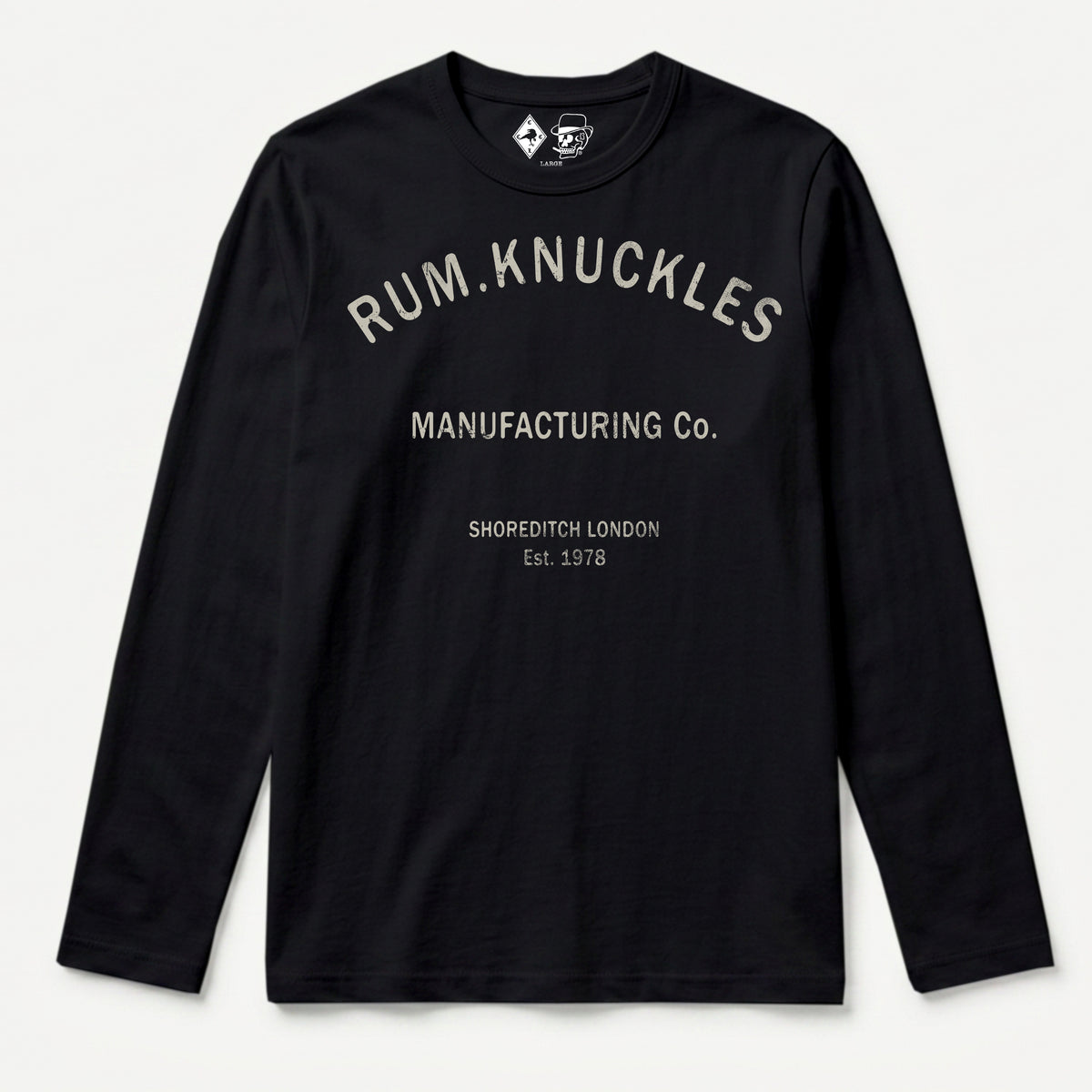 RUM KNUCKLES RK MANUFACTURING Long Sleeve Tee - Black - front