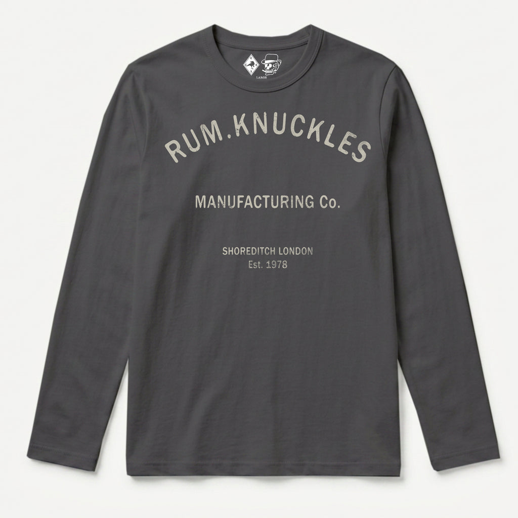 RUM KNUCKLES RK MANUFACTURING Long Sleeve Tee - Charcoal - front